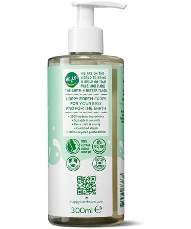 Happy Earth Baby&Kids Washing Gel Shower gel children For the bath 100 Natural Ingredients & Vegan Soapfree 300 ML - Buy Online on GoSupps.com
