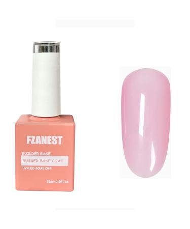 FZANEST Builder Base Clear Sheer Color Gel Elastic Rubber Base Coat Building Extension Nail Gel in a Bottle Soak Off Gel Nail Polish 15ml (Sheer Bright Pink) Sheer Pink