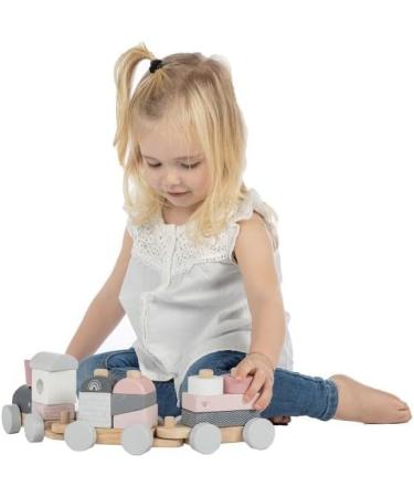 Customizable Elefantasie Pink Wooden Train - Engraved Baby Gift with Name & Date of Birth | International Shipping - Buy Online on GoSupps.com