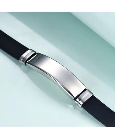 Engraved Stainless Steel Men's Bracelet - Casual Style with Silicone Band - Perfect Gift for Him - Buy Online on GoSupps.com