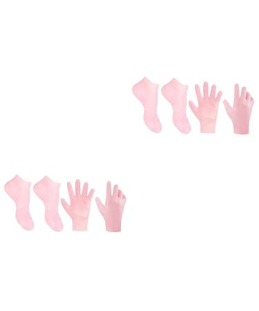 ABOOFAN 2 Sets Hydrating Sock Gloves Healing Gloves Gel Boat Socks Foot Care Socks Hand Moisturizing Gloves Socks for Dry Feet Silicone Heel Cover Beauty Hand Gloves Sebs Short Boots Soft