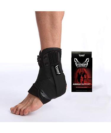 Venom Ankle Brace Neoprene Lace Up Compression Sleeve - Elastic Support & Adjustable Stabilizers  Sprained Foot  Tendonitis  Basketball  Volleyball  Soccer  MMA  Running  Sports  Men  Women Medium