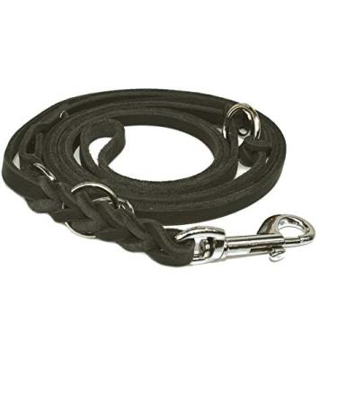 Fat leather Gleile 3-way adjustable leather line braided for dogs 96 models to choose from (3m x 10mm black stainless steel hook) 3m x 10mm black stainless steel hook