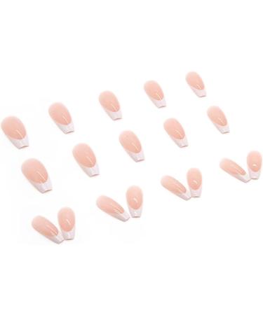 French Tips Press on Nails - Nude & White Acrylic Designs for Women | Stick on Fake Nails for Manicure Decoration - Buy Online on GoSupps.com