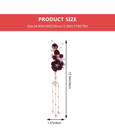 LALAFINA Antique Fur Ball Hair Clip Dangle Tassel Hairpin Women Flower Hair Barrette Dangle Tassel Hair Clip Hair Accessory for Women Japanese Hair Abs Accessories Girl Hanfu - Buy Online on GoSupps.com