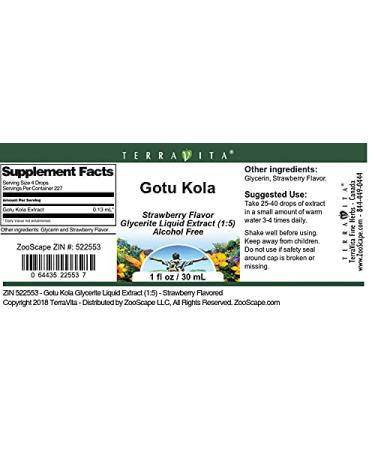 Gotu Kola Glycerite Liquid Extract (1:5) - Strawberry Flavored (1 oz ZIN: 522553) - 3 Pack - Buy Online on GoSupps.com
