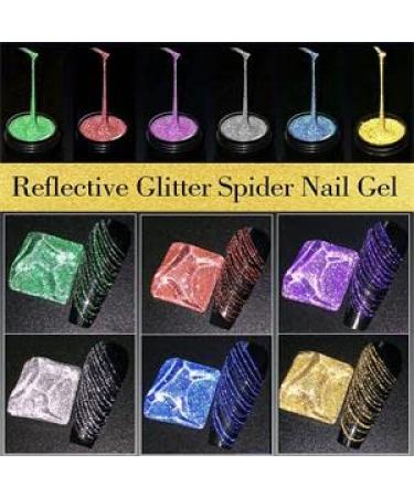 VERONNI Glitter Spider Gel Set - 6 Reflective Colors for Nail Art Design - Diamond Drawing & Line Wire Gel Polish Set - Soak Off UV LED Formula - 21 Piece Set - Buy Online on GoSupps.com