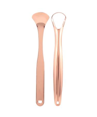 Ververt Touch tongue scraps made of stainless steel tongue scraper coated tongue cleaner 2 pieces distance from bacteria and bad breath rose gold