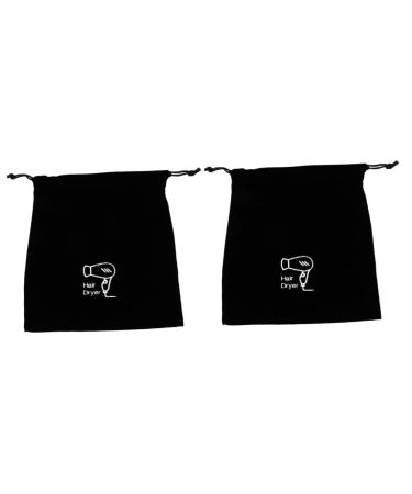 Beavorty 2pcs Flannel Hair Dryer Bag Blow Dryer Hair Dryer Bag Drawstring Jewelry Cosmetic Bag Travel 26.00X23.00X0.50CMx2pcs Blackx2pcs