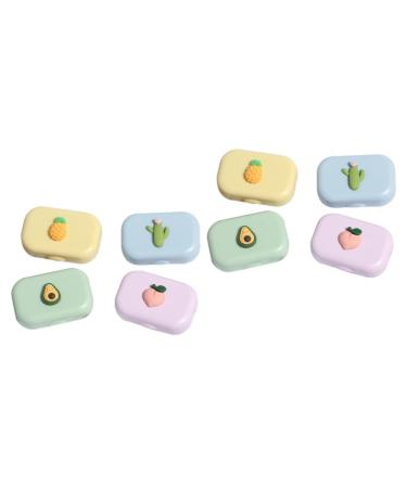 Solustrie 8 pc. Colored contact lenses eye care holder case storage set soak container cartoon cases container for eye contact lenses contact lens container case caricature