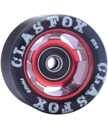 CLAS FOX 95A Speed/Derby Aluminum Roller Skate Wheels - Set of 8 Black PU Red Core - Buy Online on GoSupps.com