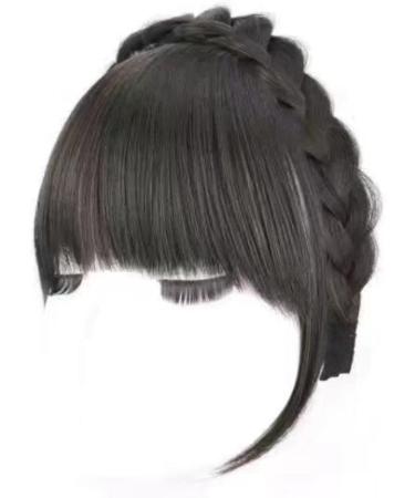 Fluffy Fake Hair Band Bangs Heat Resistant Wig - Dark Brown with Sideburns - Trendy Braid Headband Hair Extension - Buy Online on GoSupps.com