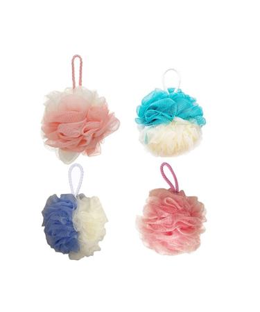SEVENHEAD Bath Sponge Shower Loofahs  4 Color  50g/Piece  Mesh Pouf Bath Scrunchies Body Wash Puff(Set of 4)