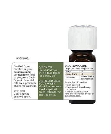 Aura Cacia Organic Lime Essential Oil 0.25 fl. oz | Pure Distilled Citrus Oil - Buy Online on GoSupps.com