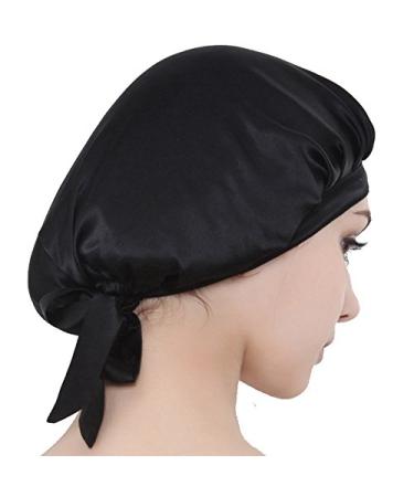 Silk Sleeping Cap for Women & Girls - Soft Hair Bonnet for Long Hair Care - Black - Buy Online on GoSupps.com