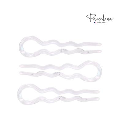 Parcelona French Slick Small Clear Wavy Chignon U Shaped Set - 3 Hair Pins - Made in France - Buy Online on GoSupps.com