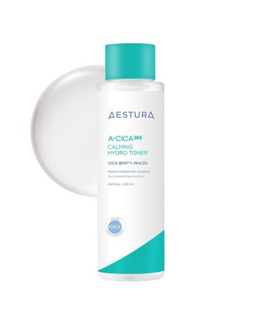 AESTURA A-CICA365 Calming Hydro Toner Daily Soothing Toner for Sensitive Skin CICA BPM Complex PHA 3% Dead Skin Cell Care Dermatologist Tested Korean Skin Care 8.56 Fl Oz.