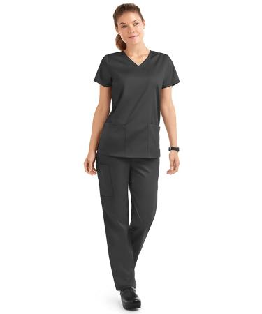 Strictly Scrubs Stretch Women s Four Way Stretch Scrub Set (XS-3X 15 Colors) - Includes V-Neck Top and Pant X-Large Petite Pewter