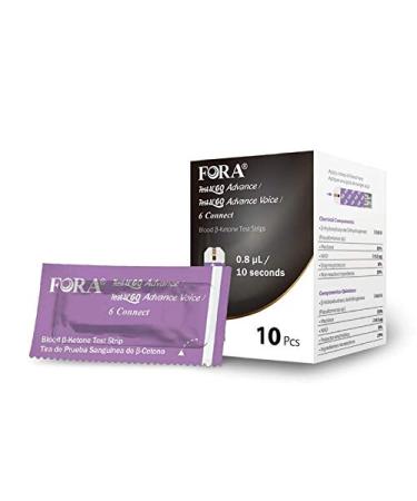 FORA 6 Connect 10 Blood Ketone Test Strips, Precision Ketone Measurement to Monitor Your Ketogenic Low Carb Diet and Nutritional Ketosis