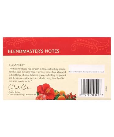 Celestial Seasonings Red Zinger Herbal Tea - Caffeine Free, 20 Bags (1.7 oz) - Buy Online on GoSupps.com