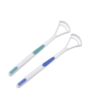 Qingshangmmm 2 pieces of tongue cleaner scraper removes bacteria from the tongue eliminates bad breath fresh breath and better oral health for children adults - 18 cm (L) (white -2Pcs)
