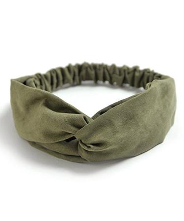 Floral Twist Knot Headband Elastic Wrap Turban Hair Band Yoga Sports Lady (Green)