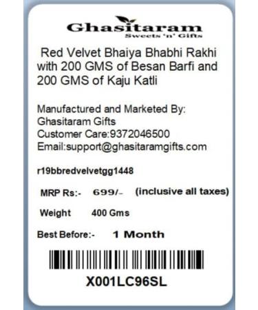 Ghasitaram Gifts Rakhis Online - Rakhi for Brother- Red Velvet Bhaiya Bhabhi Rakhi with 200 GMS of Besan Barfi and 200 GMS of Kaju Katli Rakhi Set with 200 gms of Besan Barfi & Kaju Katli - Buy Online on GoSupps.com