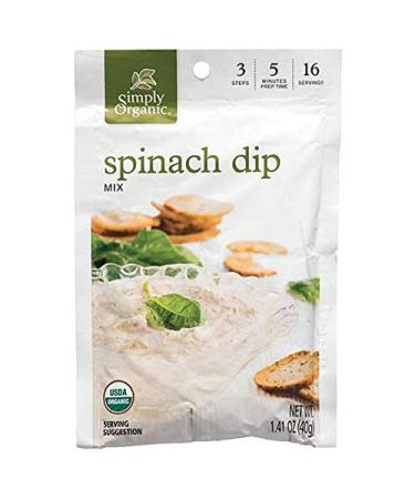 Simply Organic Spinach Dip Mix, Certified Organic, Gluten-Free | 1.41 oz | Pack of 3