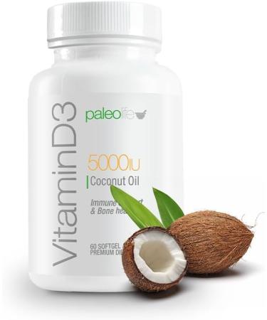 Premium Vitamin D3 5000 IU- New Formula: Paleo Life Vitamin D3 5000iu Premium High Potency with Coconut Oil - 60 Capsules. (2-Pack) - Buy Online on GoSupps.com