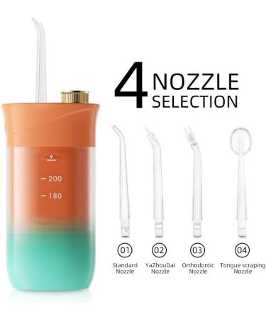 Shop Water Dental Flosser for Adults - Portable Rechargeable 3 Modes IPX7 Waterproof - Teeth Cleaning in Orange & Green - Buy Online on GoSupps.com