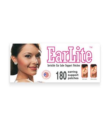 EarLite 180 (60 Ea X 3 packs) Invisible Earring Ear Support Waterproof Patches in ZipLock Pouch - Made in USA