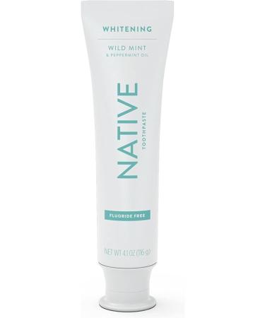Native Toothpaste Made from Naturally-Derived Cleaners and Simple Ingredients That Safely Whitens Teeth, 4.1 oz, Wild Mint Fluoride Free - 1 Count