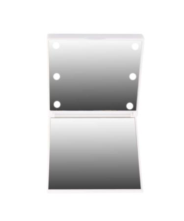 ANKROYU Pocket Mirror Pocket Mirror with Light 6leds Mini Portable Battery Powered Folding Pocket Cosmetic Makeup Mirror for Purses Square(White)