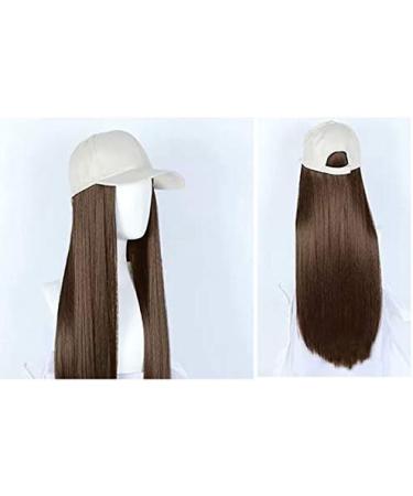 Wig Female Long Hair Cap Wig One-Piece Female Long Straight Natural Full Head Suit Net -White Hat Light Brown - Buy Online on GoSupps.com