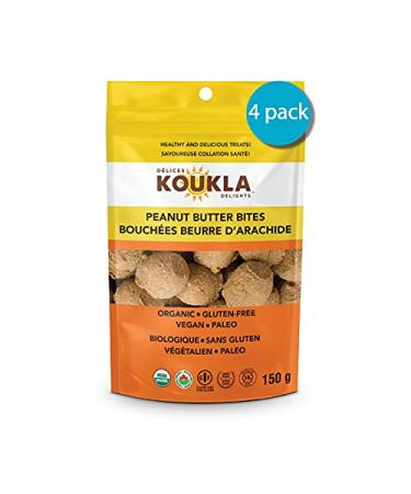 Koukla Delights Peanut Butter Bites Gluten Free Cookies Organic Non GMO Vegan Paleo Snacks (Peanut Butter 4 Pack)