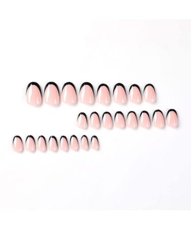 RikView Black French Press on Nails 24 PCs/Set | Medium Almond Glossy Fake Nails for Women - Buy Online on GoSupps.com