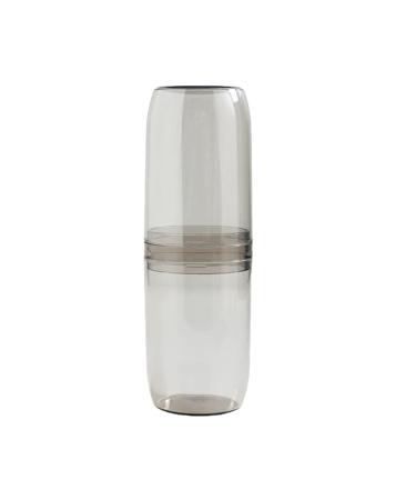 Digjobk toothbrush mug toothbrush case toothpaste container multifunctional dustproof hygienic toothbrush holder for at home travel two cups gray (color: 1)