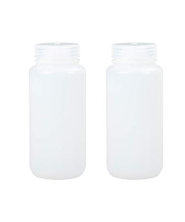 Topbathy 500 ml wide neck bottles with screw lock chemical bottle Laboratory bottle plastic bottle Mess bottle Medicine Pill bottle for kitchen laboratory white 2 pieces