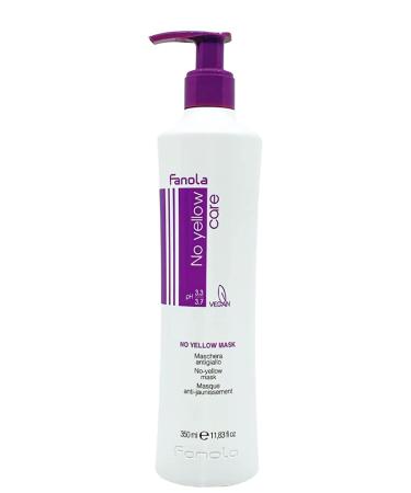 Fanola No Yellow Mask 11.8 oz - Anti Brass Color Depositing Purple Mask - Hair Toner for Blonde  Silver  Gray  and Highlighted Hair - Toning Mask to Remove Yellow Tones & Brassiness from Bleached Hair Unscented 11.83 Fl ...