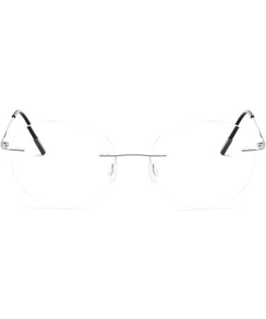 KoKoBin Titanium Reading Glasses - Ultralight Round Frameless 1.5 Diopters for Men & Women - Silver - Buy Online on GoSupps.com