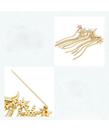 Pin Jewelry Gifts for Women Ladies Fashion Elegant Accessories Stars Moon Inlaid Crystal Long Tassel Brooch Luxury Wedding Banquet Brooch Jewelry Brooches & Pins - Buy Online on GoSupps.com