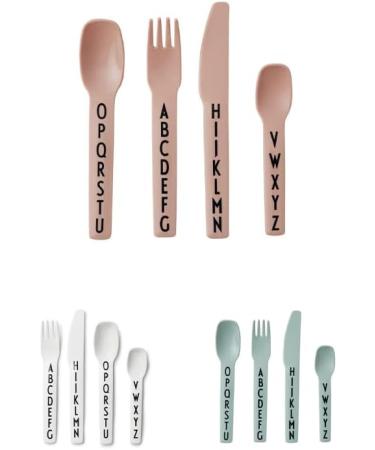 Design Letters Tritan Cutlery Set for Baby and Kids 4pcs (Nude) - BPA, BPS, and EA-Free with Alphabet Print - Drop-Safe & Dishwasher Safe - Buy Online on GoSupps.com