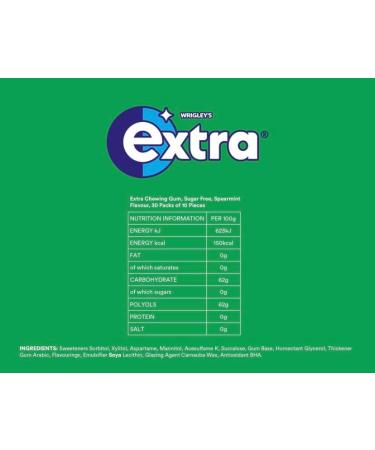 5 x packs Wrigley s Extra Spearmint Flavour Sugar Free Chewing Gum - Freshens Breath With Xylitol Helps with Oral Hygiene for Healthy Teeth and Gums - Buy Online on GoSupps.com