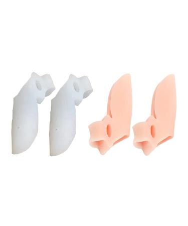 Toe Separators Silicone Toe Bunion Corrector Toe Separators for Overlapping Toes Women to Correct Toes and Reduce The Pain of Bunions and Hallux Valgus Universal Size Set of 4 PCS. (White + Beige)