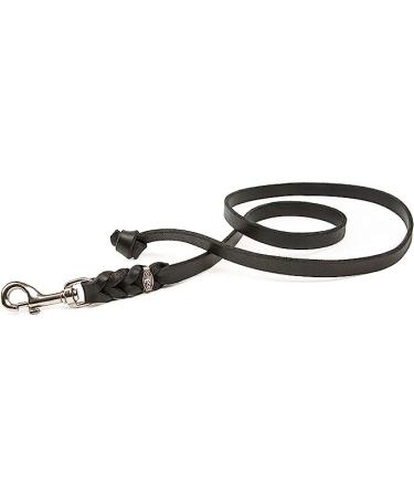 Copcopet - Dog leash black made of premium cowhide - soft drag line for dogs with chromic carabiner - braided fat leather line without hand loop - dog accessories made in Germany (5m x 10mm) 5 m x 10 mm black