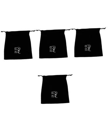 NULYLU 4pcs Flannel Hair Dryer Bag Travel Bag for Blow Dryer and Hair Tool Makeup Pouch Drawstring Bag Case