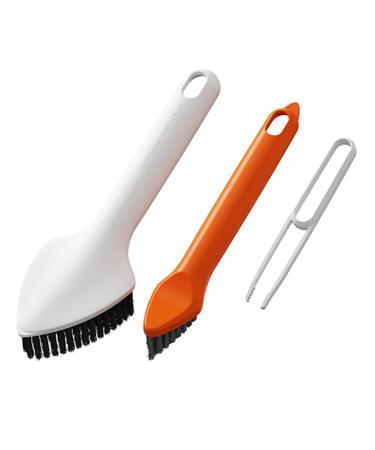 Retasica Scrub Brush for Cleaning with Long Handle Multifunctional 3 in 1 Medium Stiff Cleaning Brush Household Cleaning Brush Easy to Use 6.8 X 20.5cm