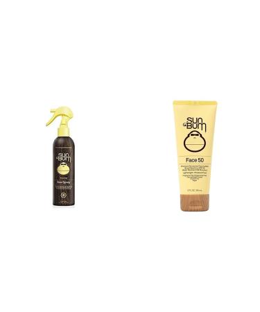 Sun Bum Sea Spray|Texturizing Volumizing Sea Salt Spray 6 FL OZ and Original SPF 50 Sunscreen Face Lotion 3oz Moisturizing UVA/UVB