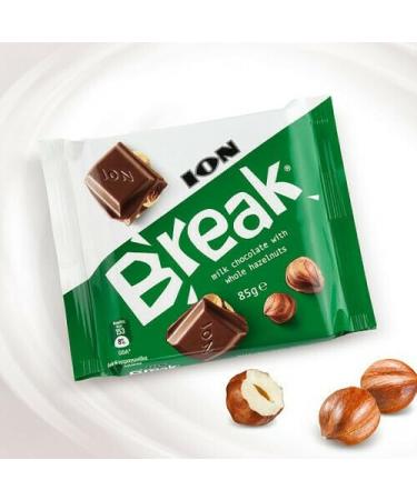 Ion Break Milk Chocolate with Whole Hazelnuts 85g, Pack of 12