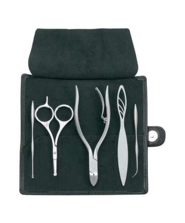 BoxCave MARUTO Elegant 5 pcs Personal Care Grooming Set GM-0405B Comes with Refined North America Calf Leather Case with BoxCave Microfiber Cleaning Cloth